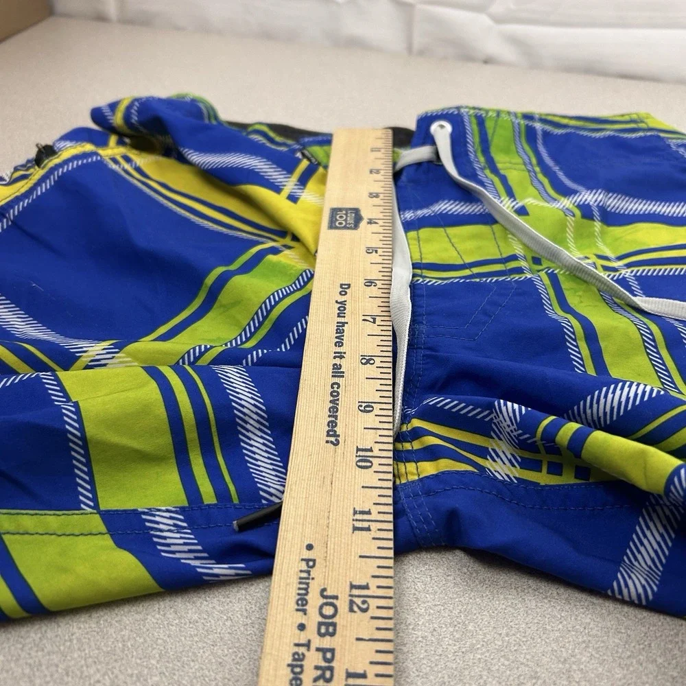 Volcom 4 Way Swim Trunks Men‎ Board Shorts Surf Skater Blue Green Pattern 28